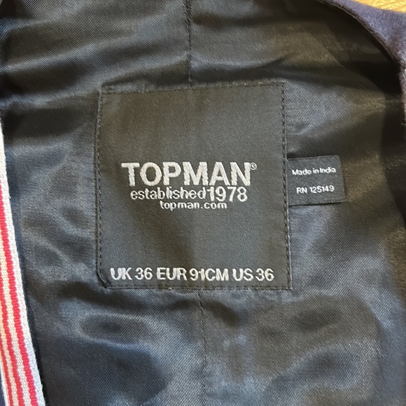 Topman button up dress vest, blue with red and white stripes - Picture 2 of 4